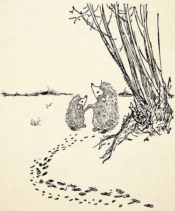 Cute Hand Drawn Hedgehogs Holding Hands in the Woods | Etsy