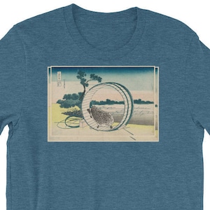 Hedgehog Shirt | Hokusai-inspired Ukiyo-e Art: Hedgehog Wheeling Before Mt. Fuji Short-Sleeve Men&#39;s T-Shirt | Women&#39;s Hedgehog Shirt