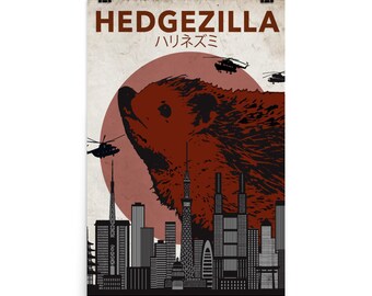 Rare Hedgezilla Movie Poster Cutest Kaiju Protector of Tokyo