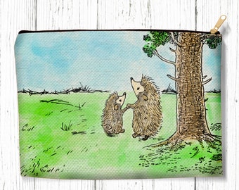 Hedgehog Accessory Pouches Large Pencil Bag Carryall Zippered Cosmetic Bags