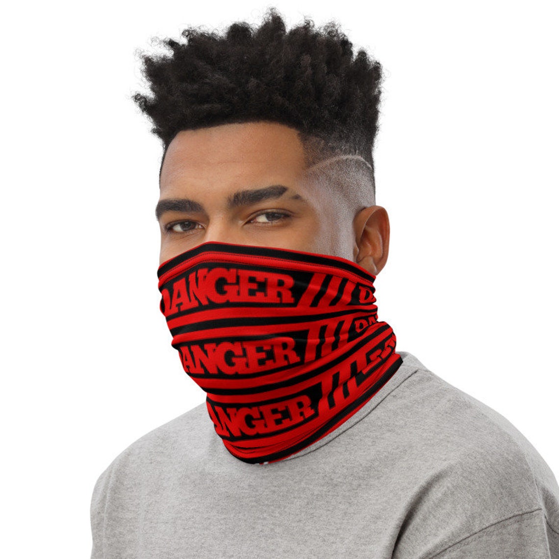 Danger Sign Mask Red Face Mask Unisex Neck Gaiter Safety | Etsy