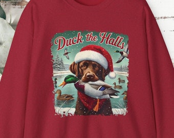 Duck the Halls, Christmas Hunting Sweater, Christmas party for him, Hunting Sweater, bird hunter, hunt life, bird dog, waterfowl hunting