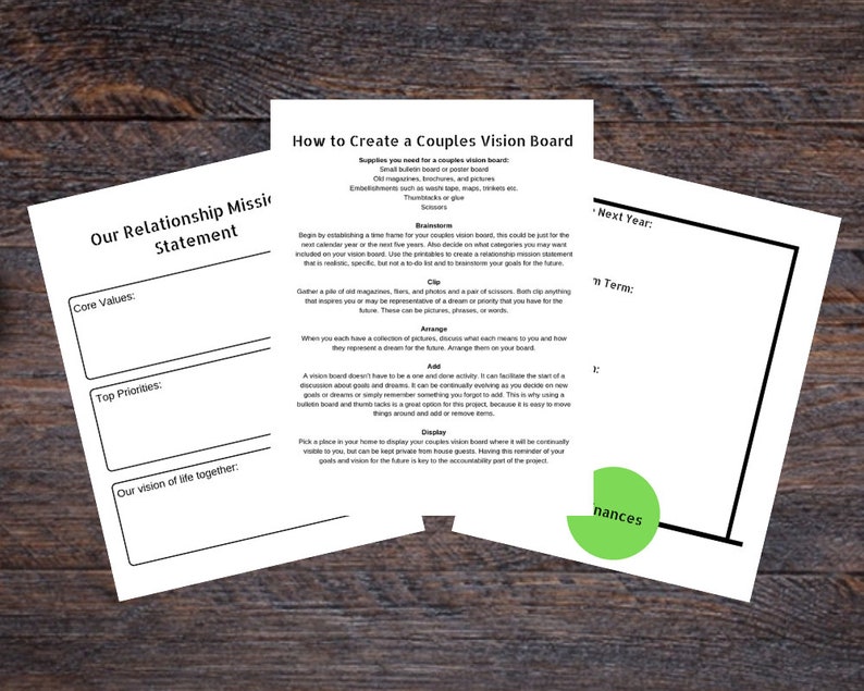 Couples Vision Board Printables Relationship Goal Setting Etsy