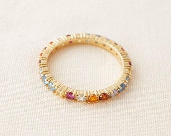Rainbow Ring | Minimalist Ring | Eternity Ring | Stacking Ring | Dainty Ring | Boho Ring | Multicolor Ring | Ring Gold | Gift For Her