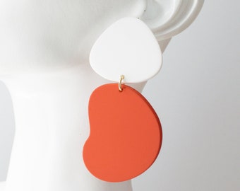 White and Red Modern Statement Earrings