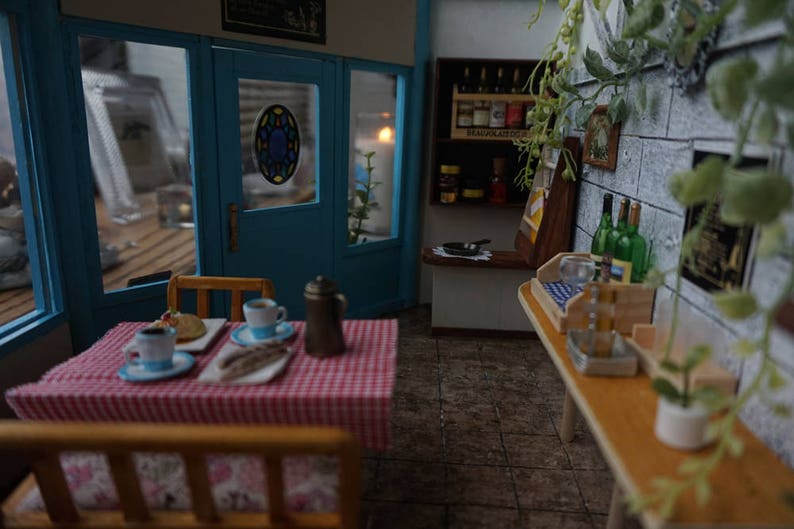 Miniature 1/12 Dollhouse Restaurant Roombox Cafe Diorama Dolls Etsy