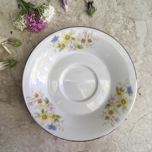 Vintage Gildhar Ltd - Saucer - Yellow, Pink and Blue Floral Spring Bouquet (6199)