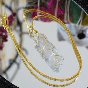 Angel Aura Quartz Gold Necklace