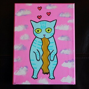 Noodle Kitty Acrylic Painting