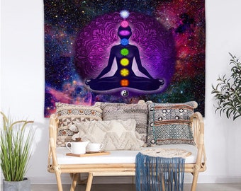 Chakra Tapestry, Wall Hanging, Wall Art, Home Deco, Seven Chakra Tapestry, Yoga Meditation Tapestry, Zen Tapestry for Room,Gifts