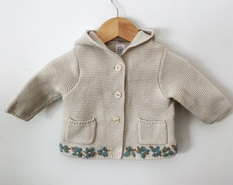 3-6 month knit sweater upcycled embroidered