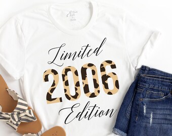 Limited Edition 2006 Birthday T-Shirt, Cheetah Print Birthday Shirt, 15 Years Old Shirt, 15th Birthday Shirt, 15th Birthday Gift for Girl