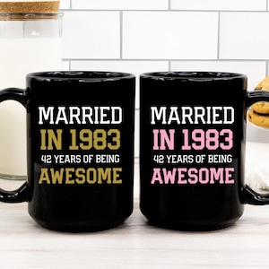 42nd Wedding Anniversary Gift for Couple, 42nd Anniversary Coffee Mug for Husband and Wife, 42nd Anniversary Parents, Married In 1983