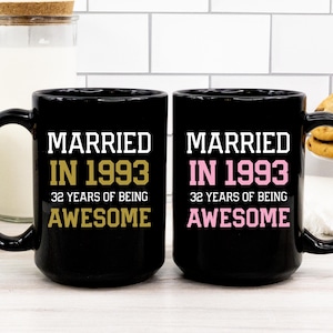 32nd Wedding Anniversary Gift for Couple, 32nd Anniversary Coffee Mug for Husband and Wife, 32nd Anniversary Parents, Married In 1993