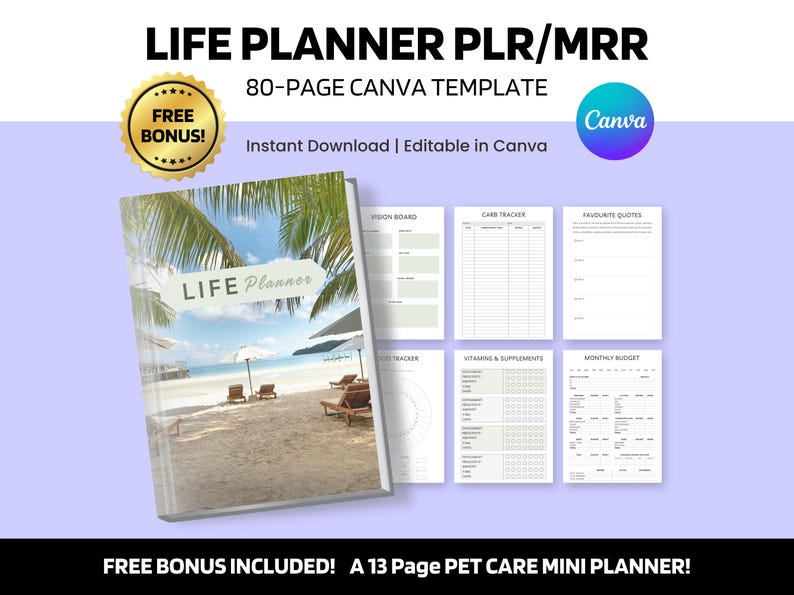 Life Planner PLR MRR Bundle with Schedules and Trackers