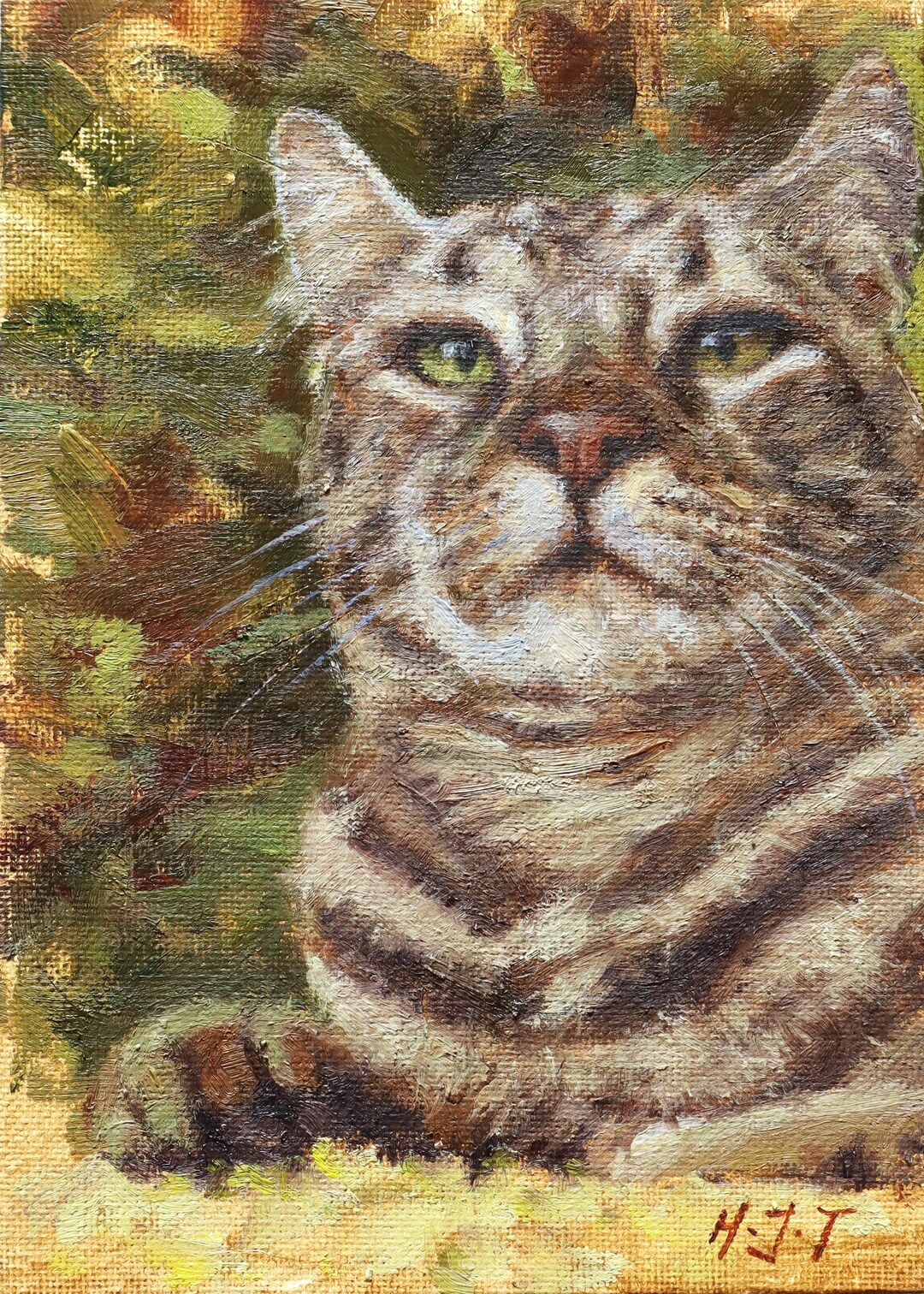 Tabby Cat Oil Painting Art Print, Grey Tabby Portrait, Hjtfineart - Etsy