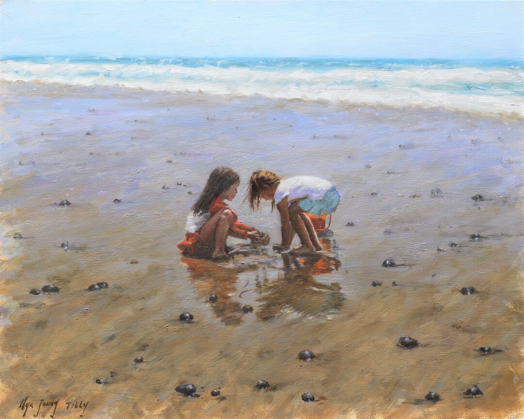 Two Girls on the Beach Art Print, Coastal Nursery Decor - Etsy