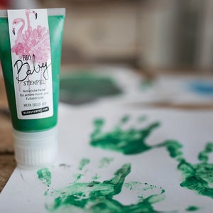 GREEN Bio Babystempel 50ml Tube beautiful detailed Baby handprints footprints 100% organic ink made in germany absolutely non-toxic image 8