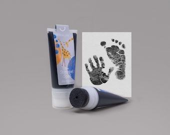 BLACK | Organic Stamping Fun 50ml Tube | detailed Baby handprints footprints | 100% organic ink made in germany | absolutely non-toxic