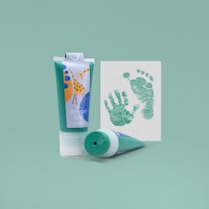 BERMUDAS | Selo orgânico divertido tubo de 50ml | Definido para lindas pegadas | Amigável para a pele do bebê e lavável com água