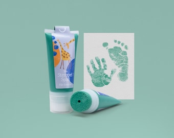 BERMUDA mint | Organic Stamping Fun 50ml Tube | detailed Baby handprints footprints | 100% organic ink made in GER | absolutely non-toxic