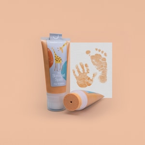 PÊCHE | Tampon bio fun tube 50ml | Prêt pour de belles empreintes | Doux pour la peau de bébé et lavable à l'eau