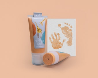 PEACH | Organic Stamping Fun 50ml Tube | detailed Baby handprints footprints | 100% organic ink made in germany | absolutely non-toxic