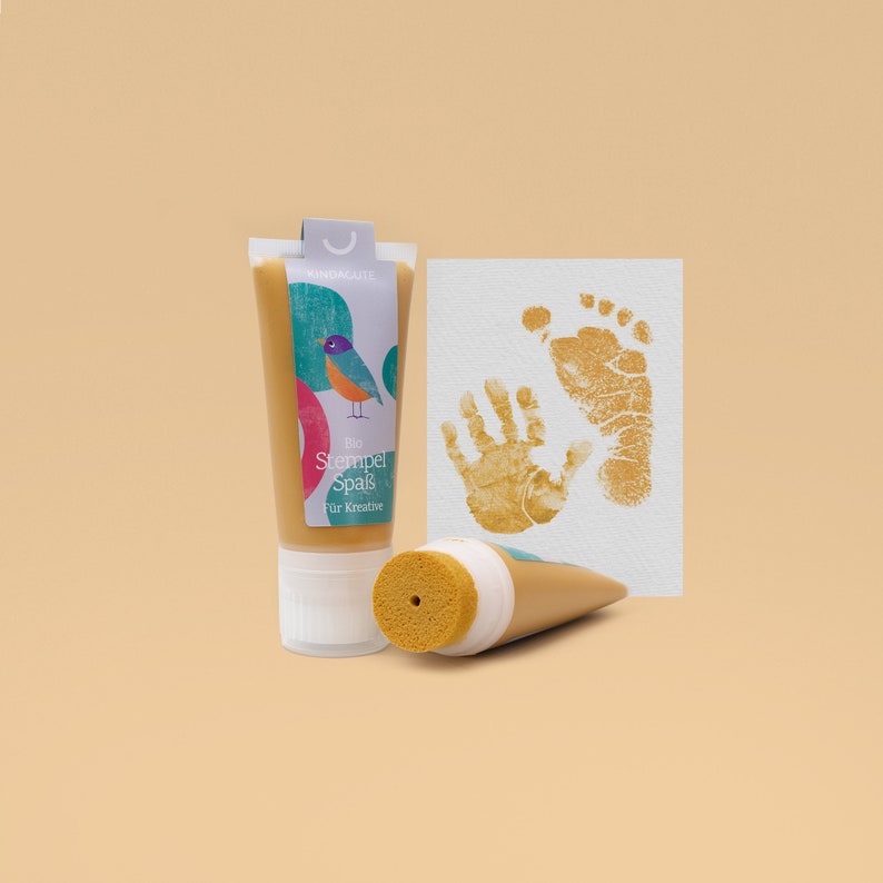 SUN Organic Stamping Fun 50ml Tube detailed Baby handprints footprints 100% organic ink made in germany absolutely non-toxic image 1