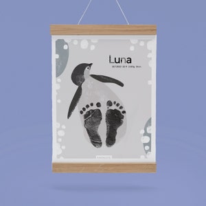 Personalisiertes Babyposter |  Babyposter Personalized | Welcome Luna Pinguin Print