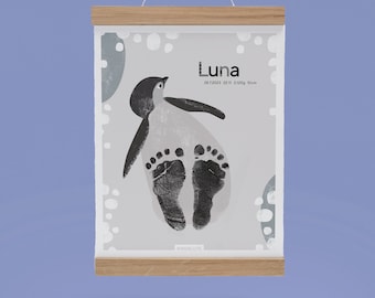 Personalisiertes Babyposter |  Babyposter Personalized | Welcome Luna Pinguin Print