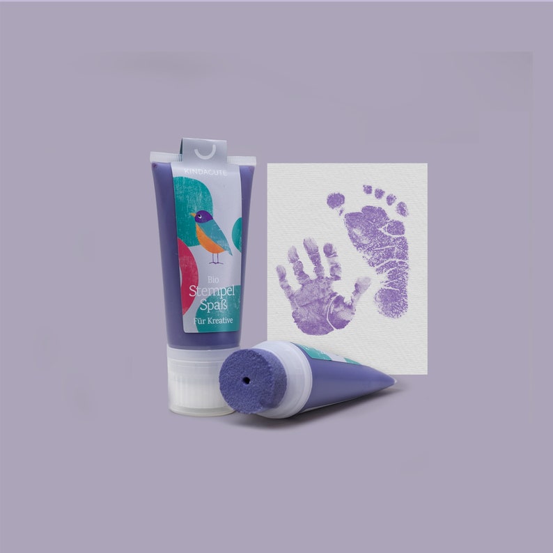 LILAC Bio Babystempel 50ml Tube Set für schöne Fußabdrücke Babyhautfreundlich & mit Wasser abwaschbar Bild 1