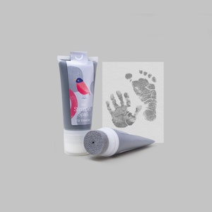 CHŁODNY SZARY | Organiczna zabawa stemplami 50ml tubka | Ekologiczny tusz do pieczątek zapewniający piękne ślady | Przyjazny dla skóry dziecka i można go myć wodą