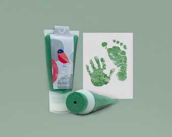 GREEN | Bio Babystempel 50ml Tube | beautiful detailed Baby handprints footprints | 100% organic ink made in germany | absolutely non-toxic