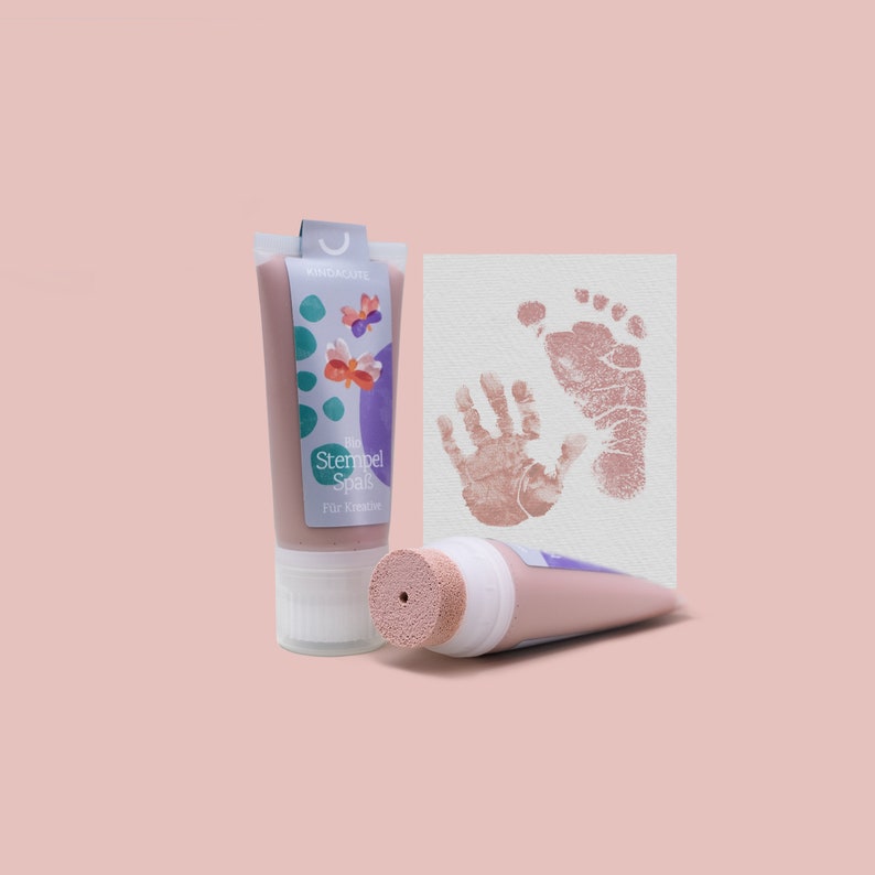 BLUSH | Bio Baby Stamp 50ml Tube | detailed Baby handprints footprints | 100% organic ink made in germany | absolutely non-toxic image 1