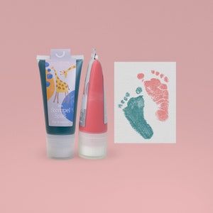 TROPICAL (Berry & Smaragd) | Bio Babystempel 100ml | 2 Tuben  für schöne Hand- und Fußabdrücke |  Babyhautfreundlich