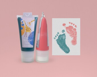 TROPICAL (smaragd beere) | 2 Bio Babystempel Tube á 50ml | choose two or three colors |  beautiful hand- and footprints | baby imprint kit