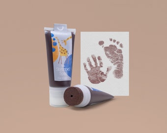 ESPRESSO | Bio Babystempel 50ml Tube | Set für schöne Fußabdrücke | Babyhautfreundlich & mit Wasser abwaschbar