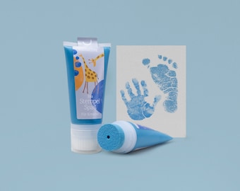 TURQUOISE | Bio Stamping Fun 50ml Tube | detailed Baby handprints footprints | 100% organic ink made in germany | absolutely non-toxic