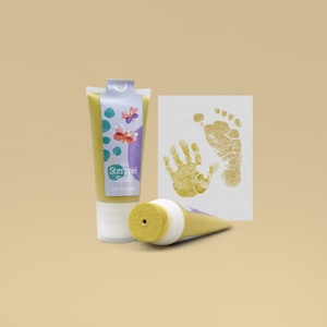 CURRY CITRON | Tampon bébé bio tube 50ml | Prêt pour de belles empreintes | Doux pour la peau de bébé et lavable à l'eau