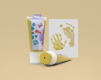 LEMON CURRY | Bio Baby Stamp 50ml Tube | detailed Baby handprints footprints | 100% organic ink made in germany | absolutely non-toxic