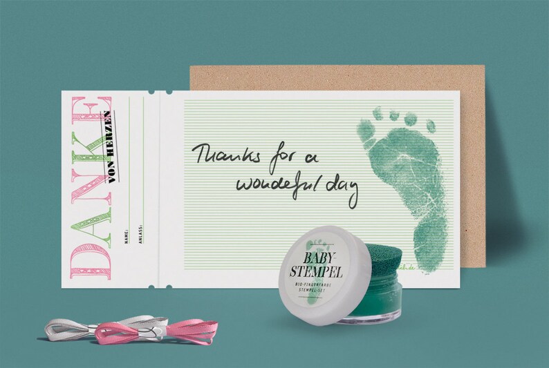 GREEN Bio Babystempel 50ml Tube beautiful detailed Baby handprints footprints 100% organic ink made in germany absolutely non-toxic image 6