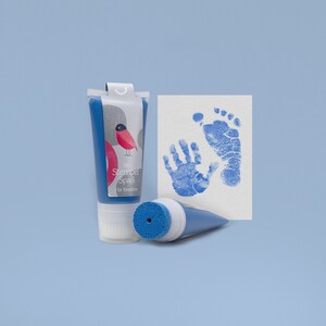 AZUR | Tampon bébé bio tube 50ml | Prêt pour de belles empreintes | Doux pour la peau de bébé et lavable à l'eau