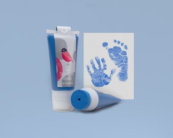 AZUR | Bio Babystempel 50ml Tube | for detailed Baby handprints footprints | 100% organic ink made in germany | absolutely non-toxic