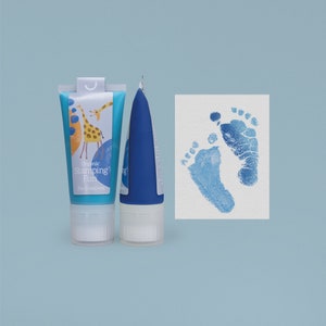 BREEZE Navy & Turqouise 2 Bio Babystempel Tube á 50ml choose two or 3 colors for beautiful hand and footprints baby imprint kit image 1