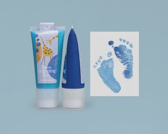 BREEZE (Navy & Turqouise) | 2 Bio Babystempel Tube á 50ml | choose two or 3 colors | for beautiful hand- and footprints | baby imprint kit