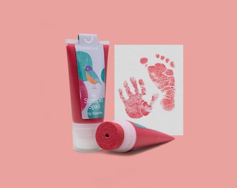CHERRY | Bio Babystempel 50ml Tube | detailed Baby handprints footprints | 100% organic ink made in germany | absolutely non-toxic