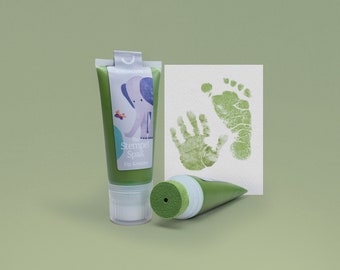 OLIVE | Bio Stempelspaß 50ml Tube | Set für schöne Fußabdrücke | Babyhautfreundlich & mit Wasser abwaschbar