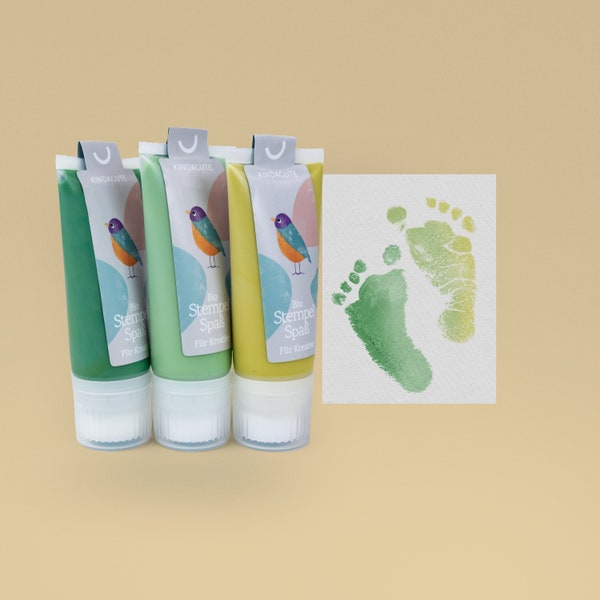 SPIRIT Meadow, Linde & Lemon Curry | Bio Babystempel 100ml | 2 Tuben für schöne Hand- und Fußabdrücke für's  Babyalbum |  Babyhautfreundlich