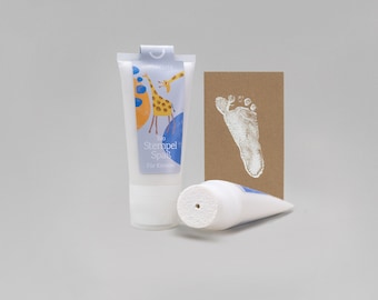 WHITE | Bio Babystempel 50ml Tube | detailed Baby handprints footprints | 100% organic ink made in germany | absolutely non-toxic