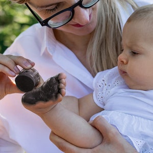 BLACK Organic Stamping Fun 50ml Tube detailed Baby handprints footprints 100% organic ink made in germany absolutely non-toxic image 3